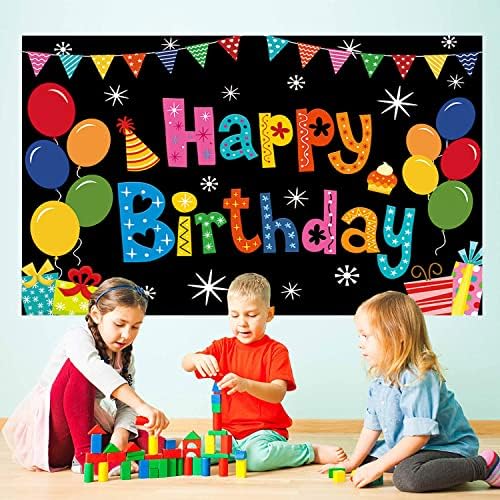 DIZHI Colorful Birthday Backdrop Banner 5x3ft