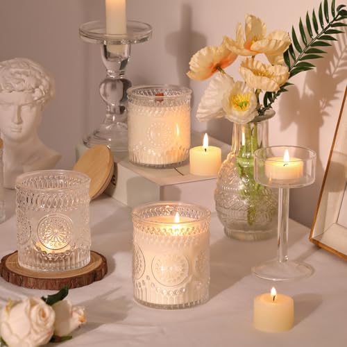 DARJEN 10 Pack Clear Candle Jars with Bamboo Lids and Labels