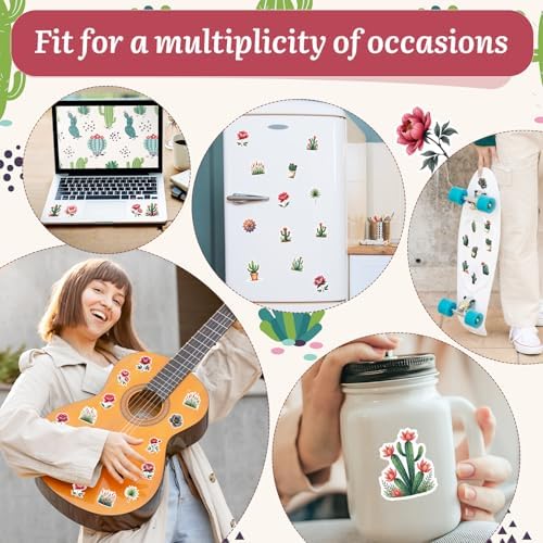62 Piece Cactus Stationery Set with Cactus Gel Pens and Waterproof Stickers