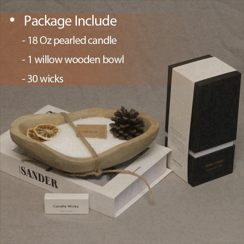 Pearled Candle Sand 18 Oz Wooden Dough Bowl Kit