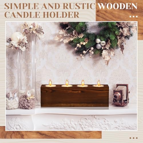 4 Hole Wooden Candle Holder with 4 Pcs Steel Bucket Mold