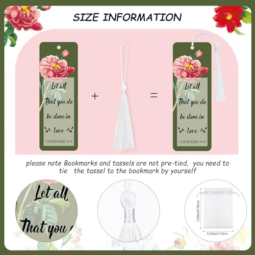 Spakon 100 Set Mothers Day Bible Verse Bookmarks Bamboo Pens Gift Bags