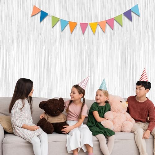 2 Pack Tinsel Backdrop White Party Decor