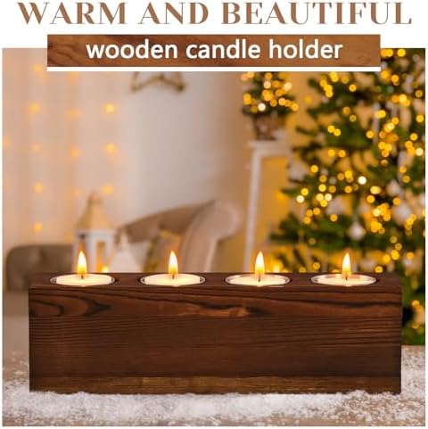 4 Hole Wooden Candle Holder with 4 Pcs Steel Bucket Mold
