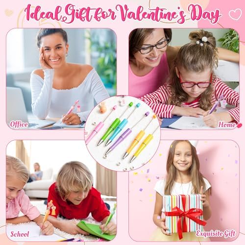 Valentines Day Beadable Pens Craft Kit - 188pcs