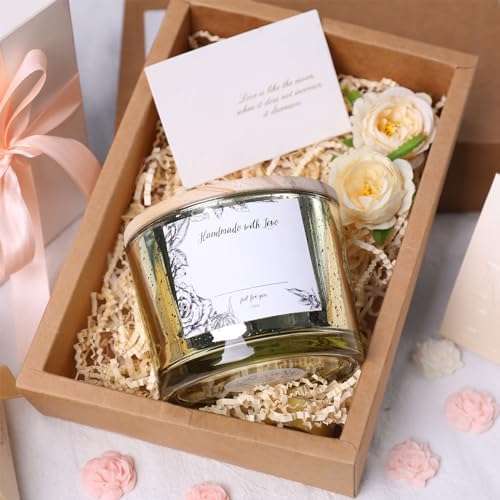 Simeitol 16 Oz Gold Candle Jars 6 Pcs with Bamboo Lids