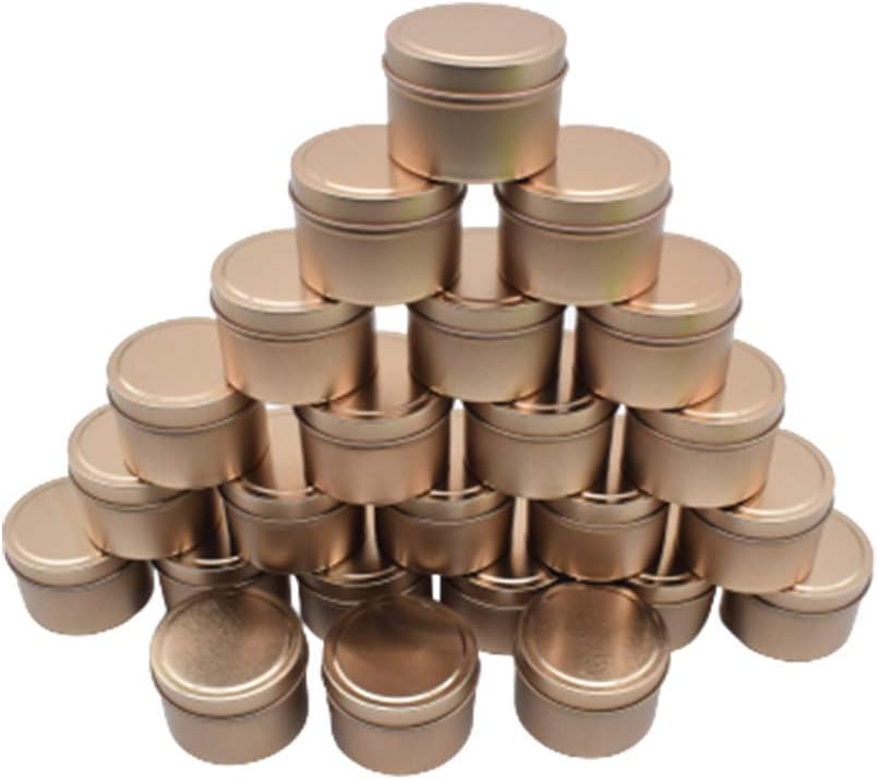 TJH 24 Piece Candle Tin Set with Lids Frosted Gold