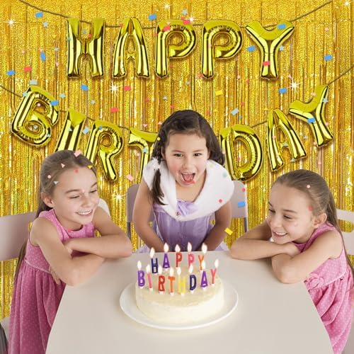 Tinsel Curtain Gold Birthday Decorations 2 Packs