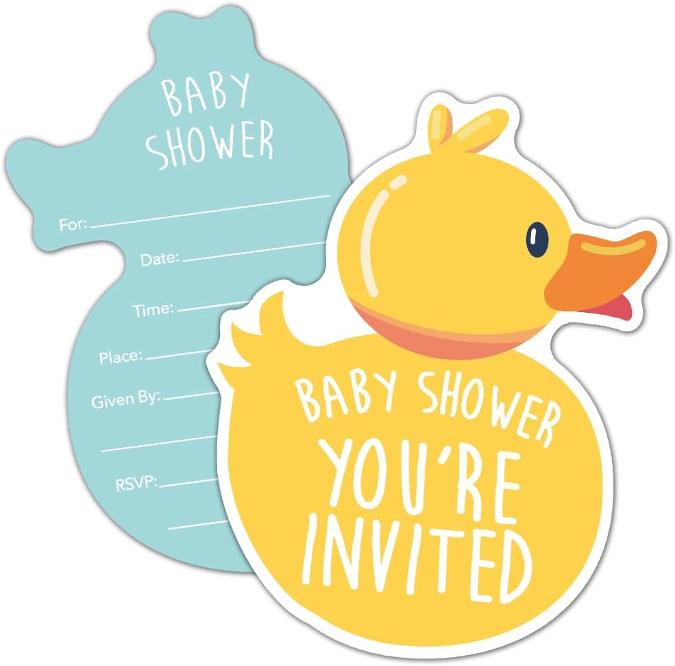 RZHV 15 Pack Yellow Ducky Party Invitations With Envelopes