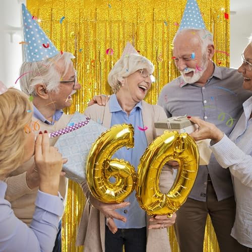 Tinsel Curtain Gold Birthday Decorations 2 Packs