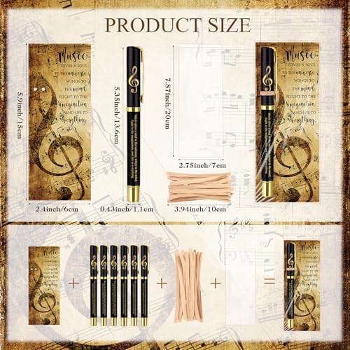 30 Piece Music-themed Pen and Bookmark Set