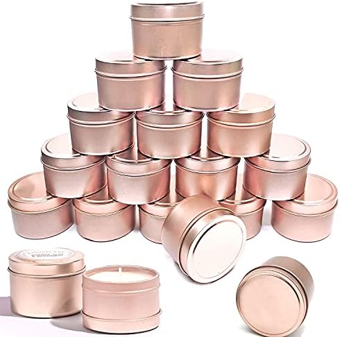 16 Pcs Light Rose Gold Candle Tins for DIY and Storage