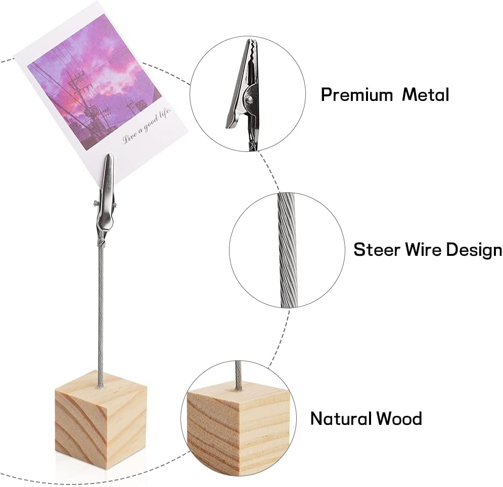 10 Pcs Wooden Memo Clip Holder with Alligator Clip