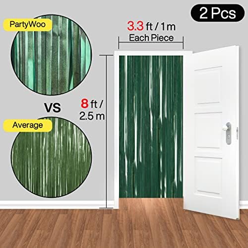 PartyWoo Retro Green Foil Curtain 2 pcs