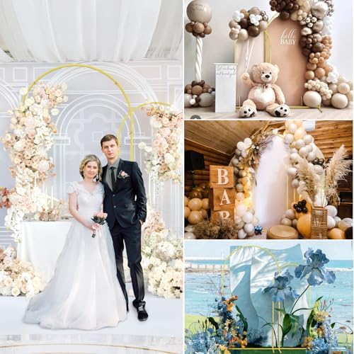 Set of 2 Gold Wedding Arch Backdrop Stands with Ground Stakes