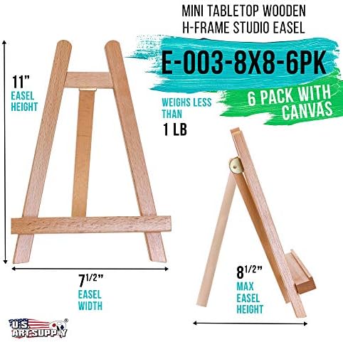 US Art Supply 8x8 Stretched Canvas Easel Kit 6 Pack