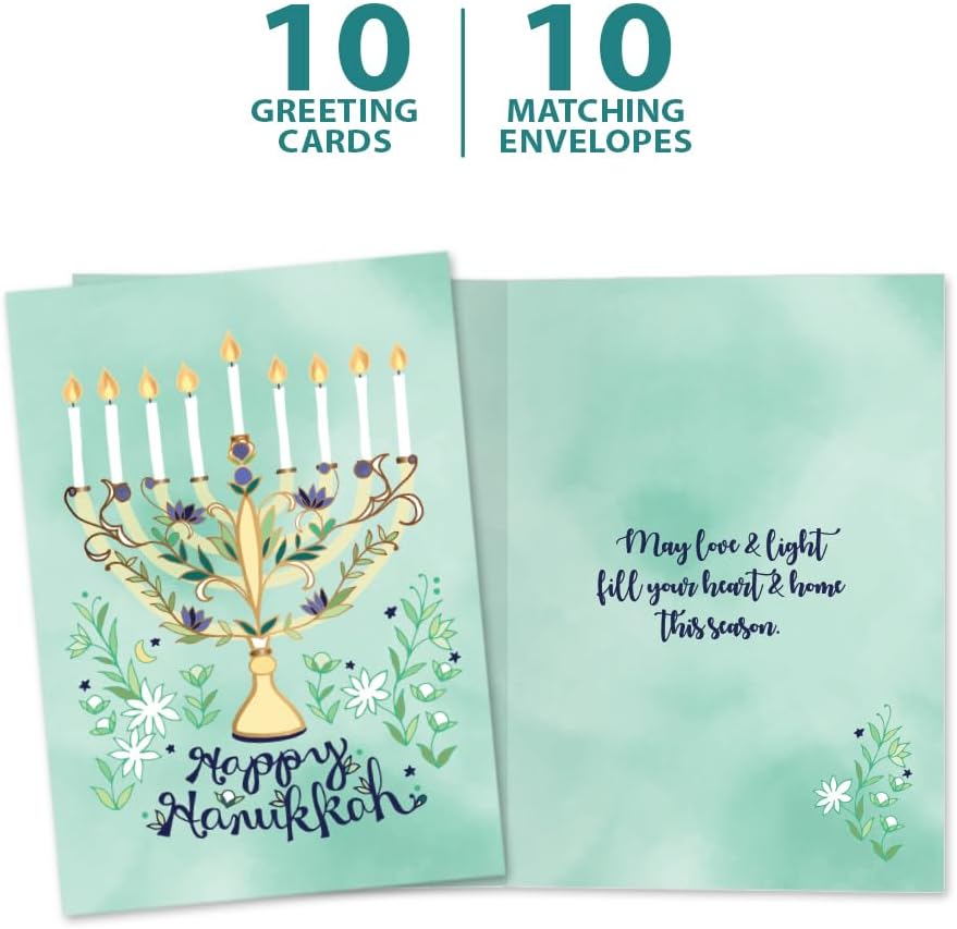 Tree-Free Greetings Hanukkah Card Set - 10 Cards with Envelopes