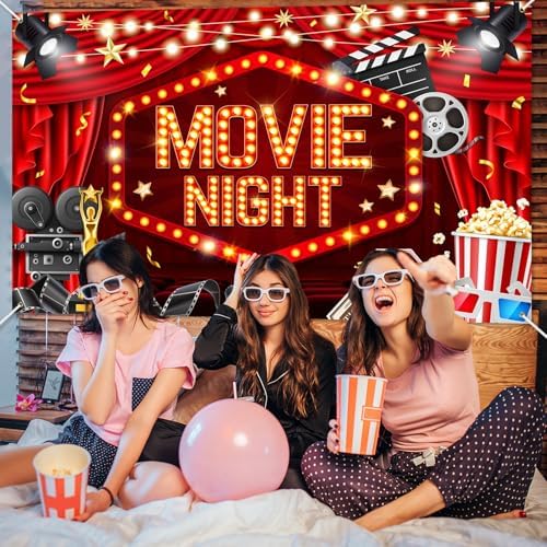 Mocsicka Movie Night Backdrop Banner 6x36ft