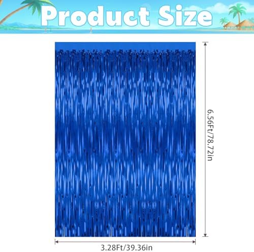 3 Pack Blue Foil Curtain Backdrop for Parties