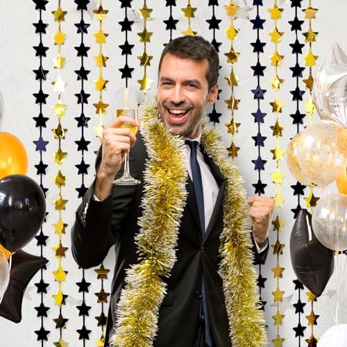 Black and Gold Star Birthday Decorations 2 Pack
