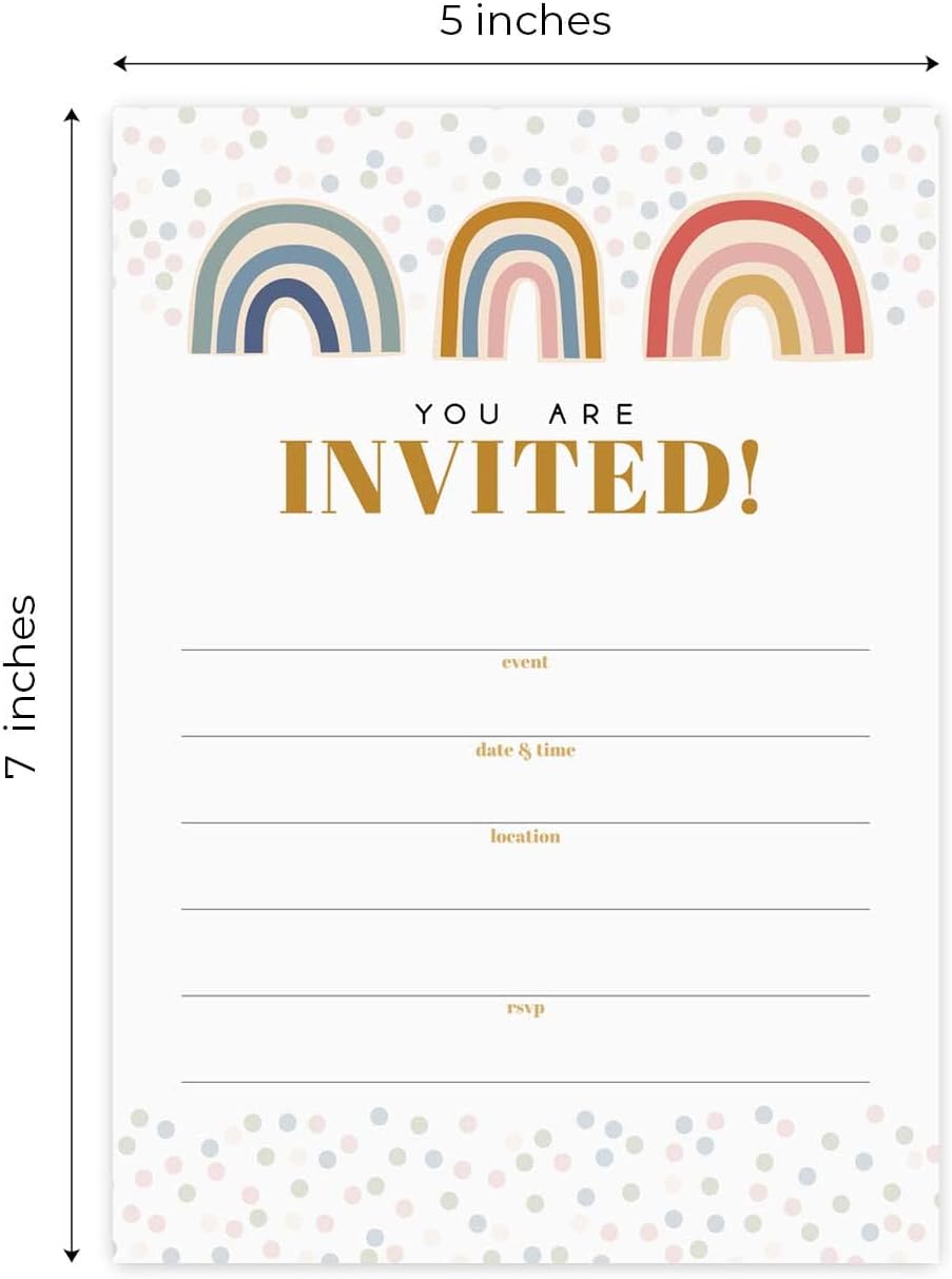 Modern Rainbow Fill In Invites 25 Cards With Envelopes