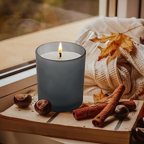 Showin Thick Candle Jars 16 Pcs with Wood Lids Frosted Gray