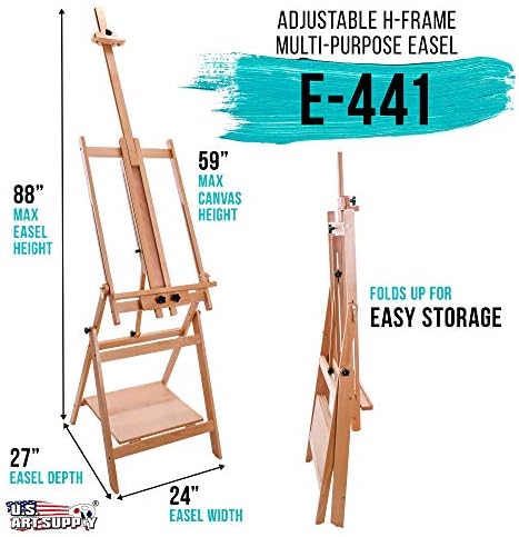 US Art Supply Large Adjustable H-Frame Easel