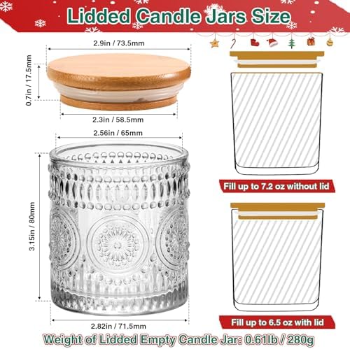 Christmas Candle Jars With Lids 12-Pack Reusable Containers