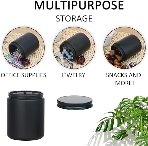 MILIVIXAY 20 Pack Matte Black Candle Jars with Lids