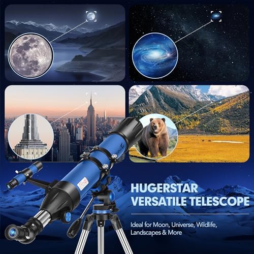 HUGERSTAR High-Powered 90mm Refractor Telescope with AZ Mount and Tripod