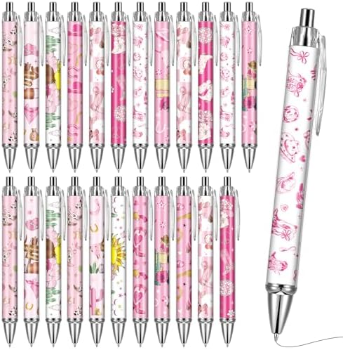 Cowgirl Pink Ballpoint Pens 24 Pcs Retractable Western Style