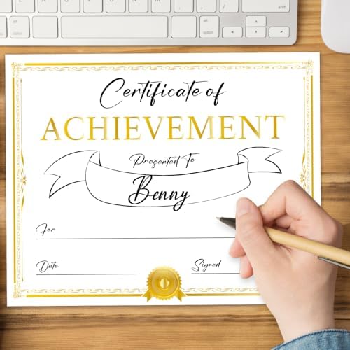 Certificate of Achievement 25 Award Certificates 8x10 Inch for Kids Students Teachers