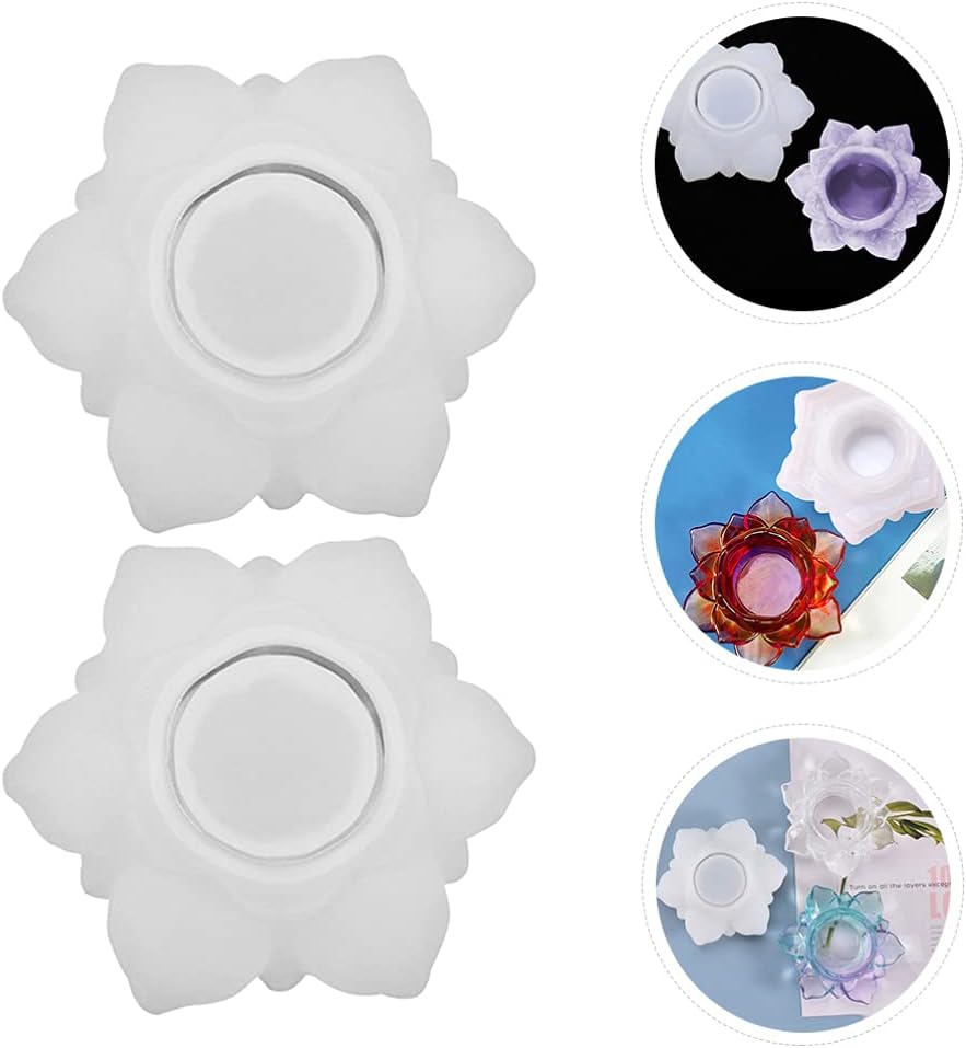 Uonlytech 2pcs Silicone Lotus Candle Holder Molds