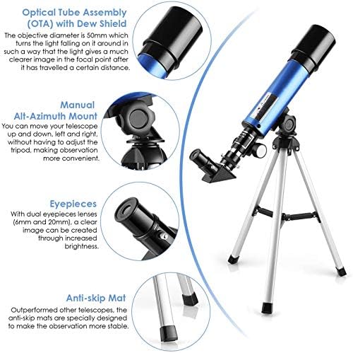 Timisea Kids Telescope with 90x Magnification and 360 Degree Tripod