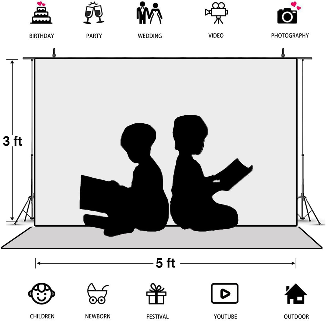 Cute Cartoon Red House Photo Backdrop 5x3 FT