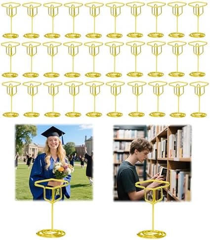 32PCS Gold Graduation Cap Table Number Holders