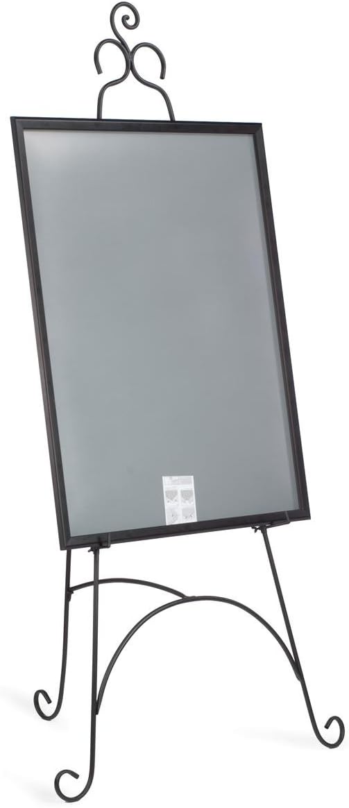 Floor Easel with Scroll Accents and Adjustable Hooks - Black