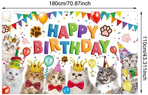 Tatuo Cat Birthday Backdrop Party Photo Decor