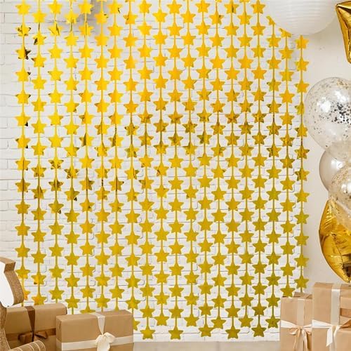 LOLStar 2 Pack Gold Stars Foil Fringe Curtains