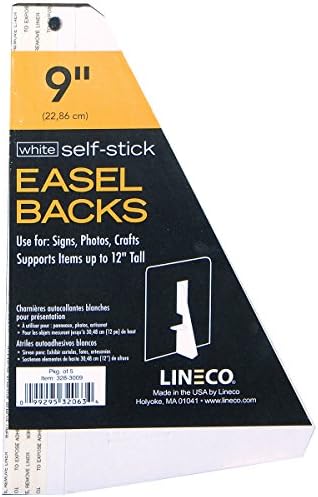 Lineco Self-Stick Chipboard Easel Backs 9 White Single-Wing 5Pkg