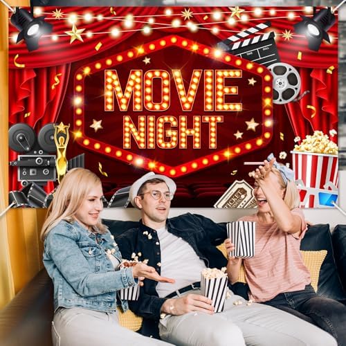 Mocsicka Movie Night Backdrop Banner 6x36ft