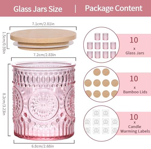DARJEN 10 Pack Pink Candle Jars for DIY