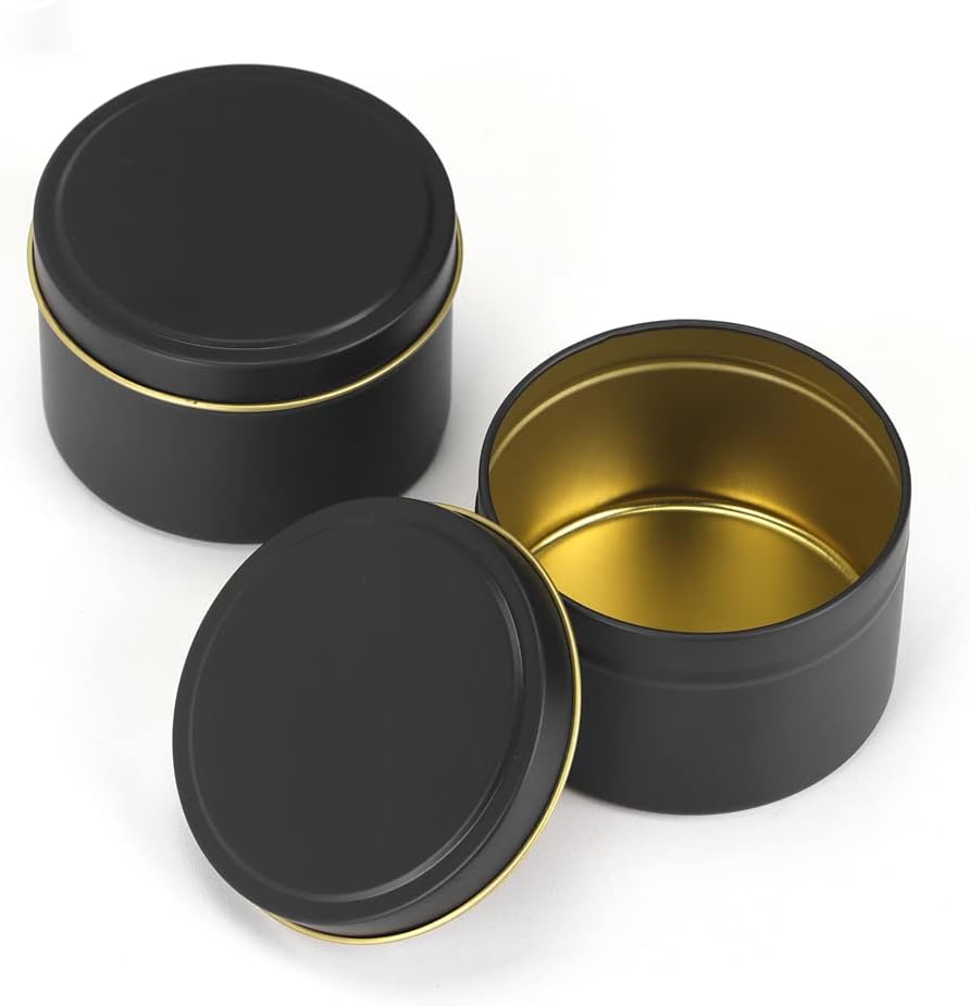 SONVIIBOX 24 Piece Black Candle Tins 4oz