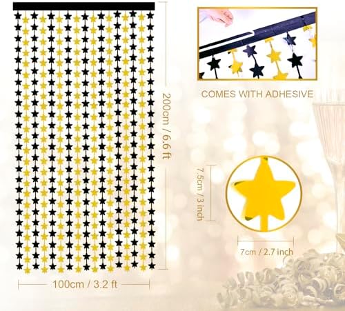 Black and Gold Star Birthday Decorations 2 Pack