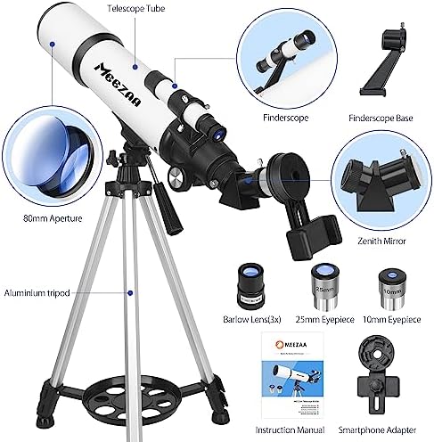 MEEZAA High-Powered Refractor Telescope with Phone Adapter