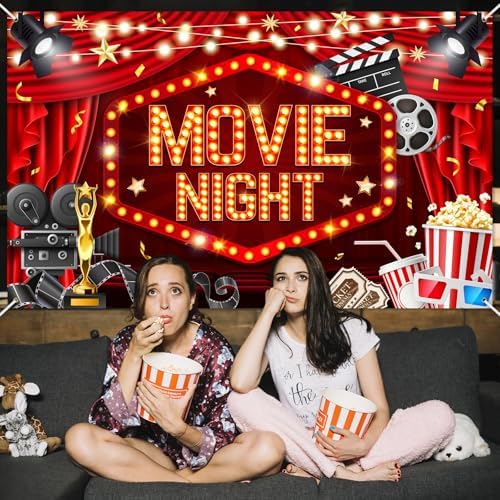 Mocsicka Movie Night Backdrop Banner 6x36ft