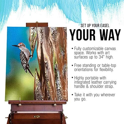 US Art Supply Large Walnut French Easel with Drawer and Palette