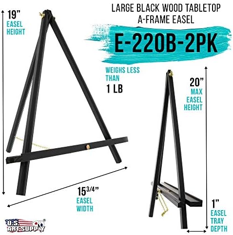 US Art Supply 20 inch Black Wood Easel 2 Pack