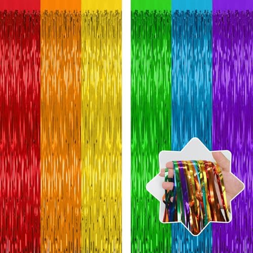 2 Pack Rainbow Backdrop Curtains for Party Decorations