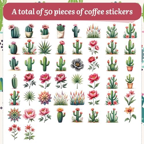 62 Piece Cactus Stationery Set with Cactus Gel Pens and Waterproof Stickers